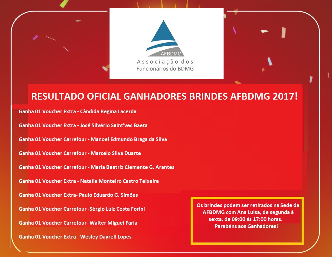 Resultado Sorteio Brindes 2017