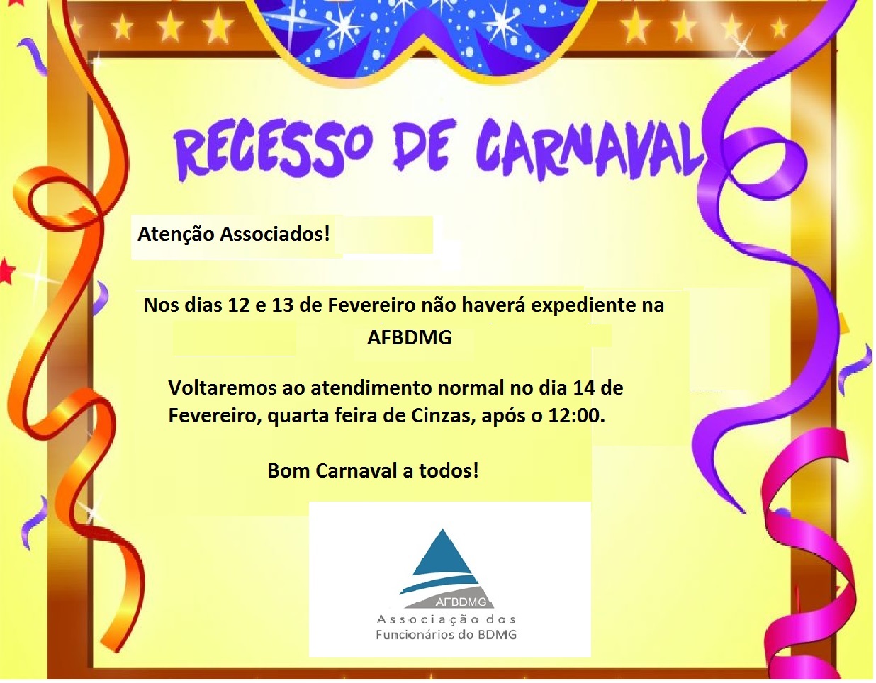 Recesso Carnaval!